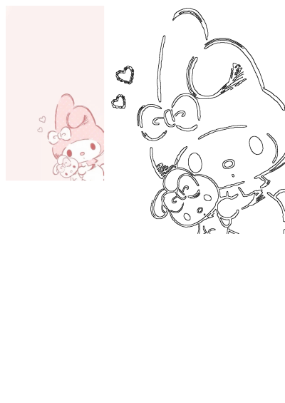 Cute My Melody cartoon in pink aesthetic, holding a plush toy. Features soft colors and delicate details, perfect for backgrounds.