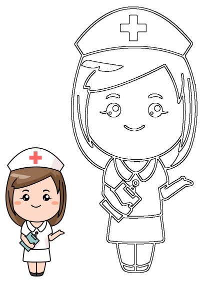 Cartoon illustration of a cute nurse with a clipboard. Perfect for health and medical content. 