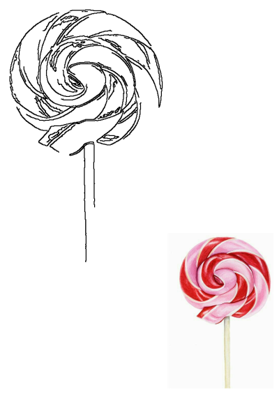 A watercolor illustration of a large red and white swirl lollipop on a stick, a sweet treat and a vintage candy classic.