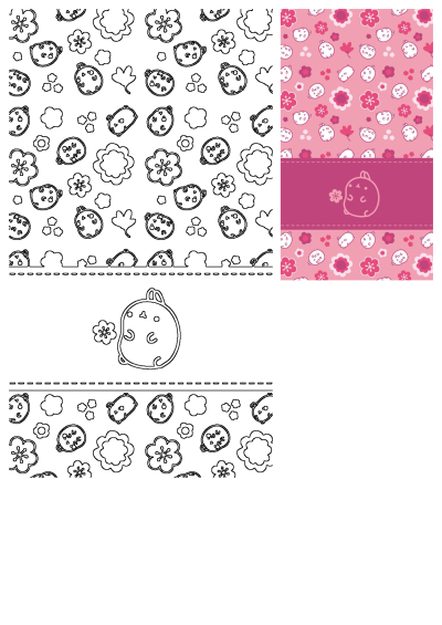 Hello Kitty wallpaper with pink and white flowers on the bottom, and a cute pattern perfect for wallpapers.