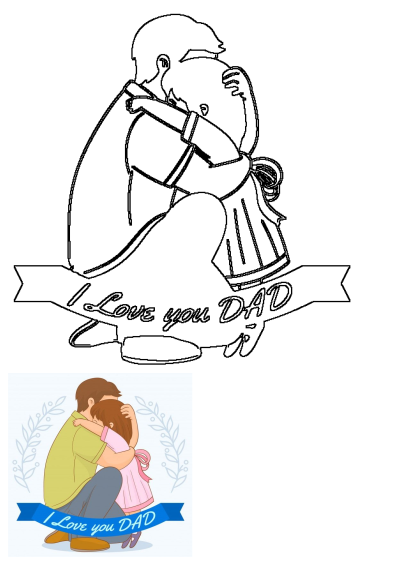 A touching image of a father and daughter embracing with the words 'I love you Dad.' A sweet Father's Day greeting illustration.