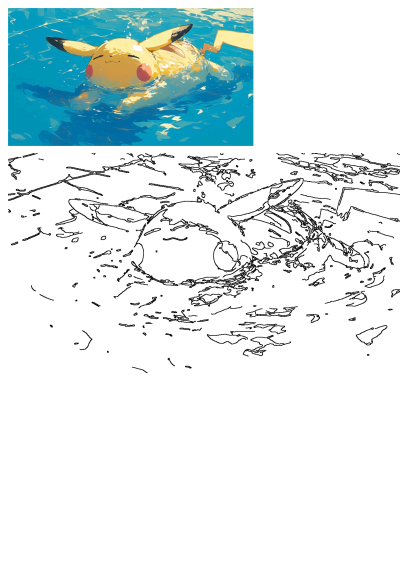 Pokemon's Pikachu enjoying a relaxing swim, floating serenely in the water with a peaceful expression. Perfect for pokemon fans.