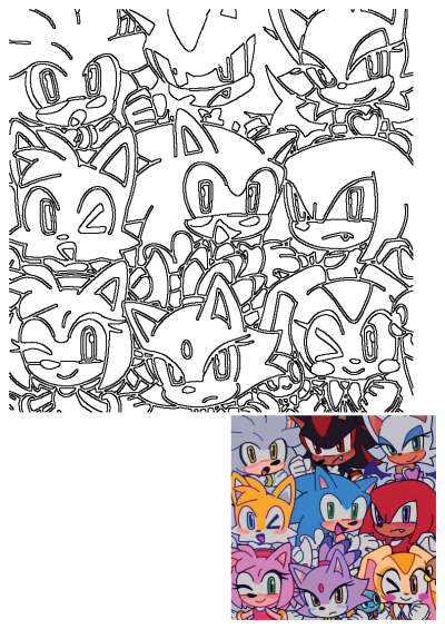 A colorful cartoon drawing of Sonic the Hedgehog and friends standing next to each other, including Tails, Knuckles, Amy, and more. alt: a group of cartoon cats standing next to each other