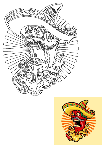 Cartoon illustration of a spicy red chili pepper wearing a sombrero and mustache, screaming. This image represents the alt text description.