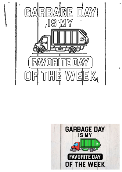 Image of a green garbage truck with the words 'garbage day is my favorite day of the week'. Recycling truck enthusiast.