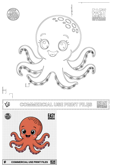 Adorable baby kraken clipart for baby nursery and baby shower projects. Cute baby animal illustration, perfect for ocean themed designs.