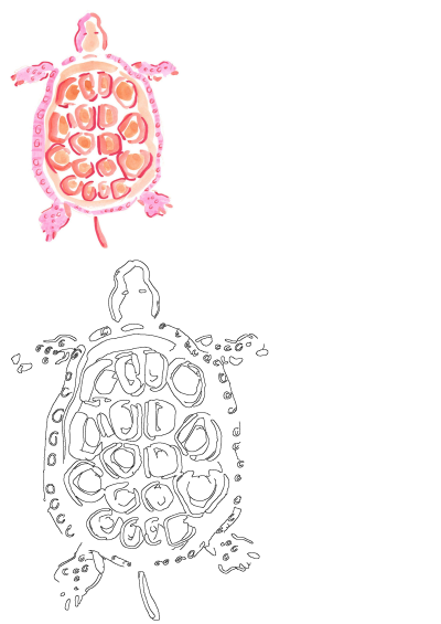 Drawing of a cute pink turtle with hearts on its shell. 'Love' written on it, making it a sweet image. Perfect for Valentine's Day.