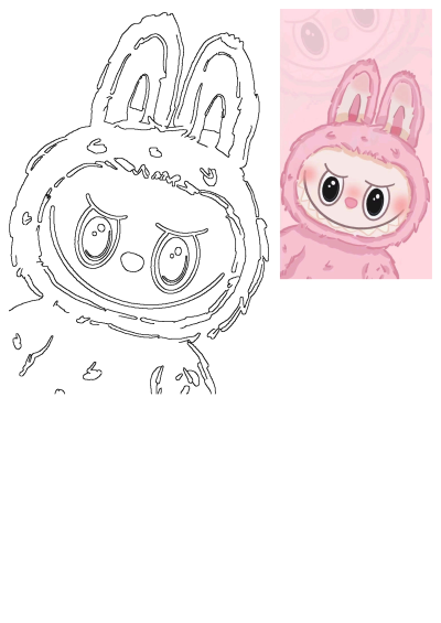 Cute illustration of a pink bunny character. Great for cartoon wallpapers and digital art projects. Bunny with big eyes and cheeky grin.