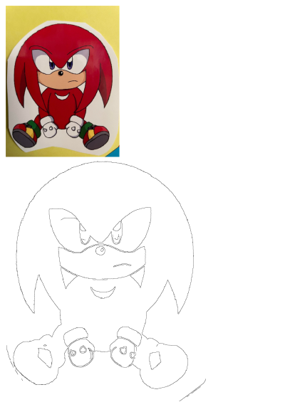 Knuckles the Echidna sticker on a yellow and blue background. Features the red Sonic character with his signature shoes and intense expression. 