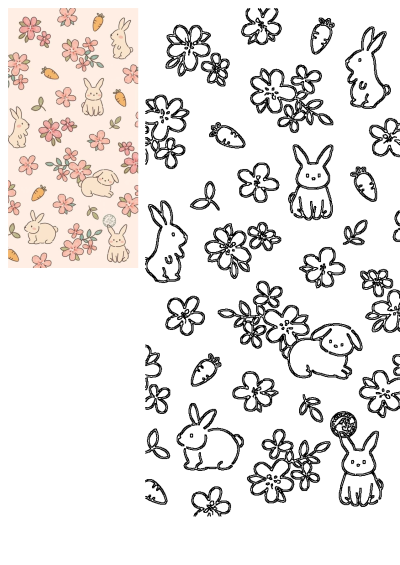 Cute Easter wallpaper with a neutral bunny pattern, featuring adorable bunnies, carrots, and flowers on a soft background.