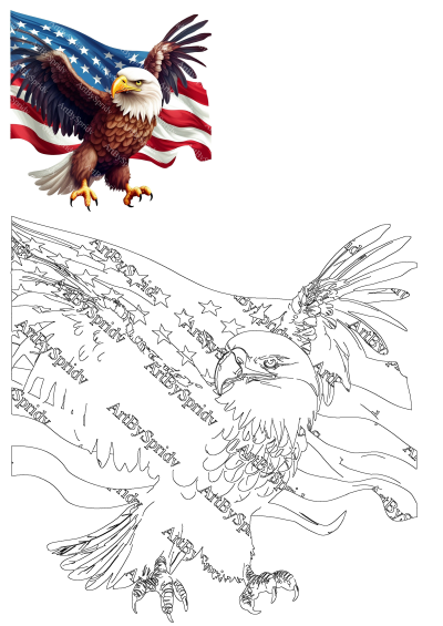 A majestic bald eagle with an American flag backdrop, symbolizing freedom. Perfect for patriotic themes and celebrating national pride.
