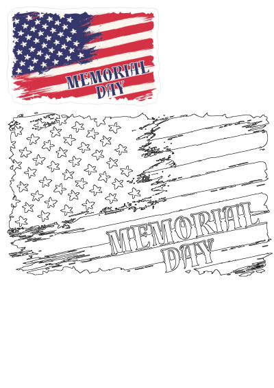 American flag sticker for Memorial Day. Features a red, white, and blue design with Memorial Day text overlaid. Celebrate the holiday.