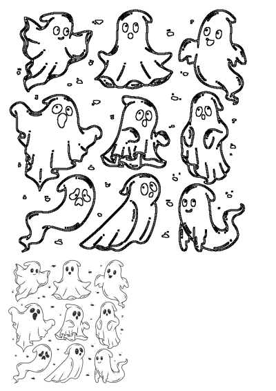 halloween ghost coloring pages for kids to print out and color on the page with their hands