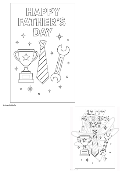 father's day card with a trophy and tie
