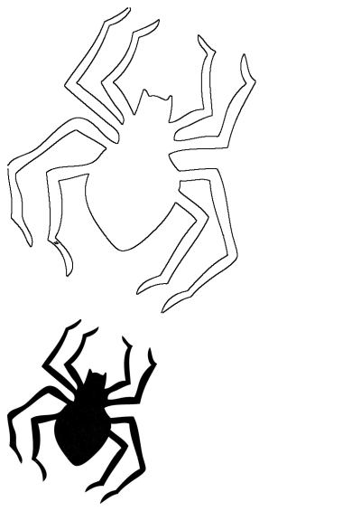 A black and white drawing of a spider. Simple illustration with a spider silhouette against a white background, great for Halloween or insect themes.