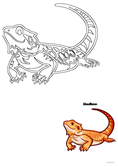Illustration of a cute cartoon bearded dragon, perfect for reptile enthusiasts or educational resources. Its playful design makes it engaging.