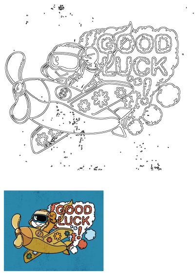 Cartoon airplane with a pilot giving a thumbs up and the words 'Good Luck'. A fun and whimsical image wishing someone good fortune.