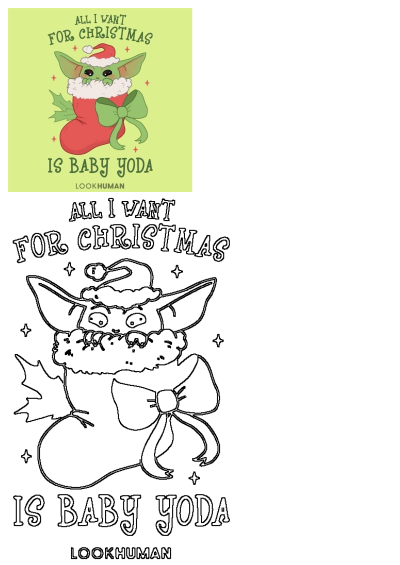 A cute Baby Yoda in a red Christmas stocking with a green bow and Santa hat, on a light green background. Features the text 'All I Want For Christmas Is Baby Yoda'.