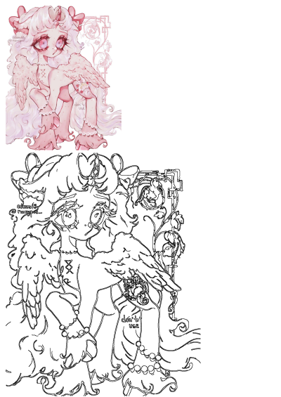 A beautiful, intricate pink illustration of a winged unicorn with delicate details and a dreamy, fantasy aesthetic. 