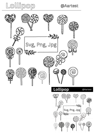 Lollipop SVG, PNG, JPG and DXF files. Vector clipart design elements for crafts, scrapbooking, cards, decorations, and DIY projects.