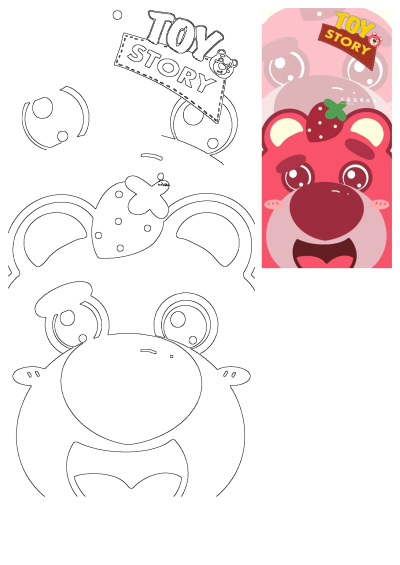 A cute cartoon Lotso bear with a strawberry on its head and the words 'Toy Story' above it. Cartoonish illustration for wallpaper use.