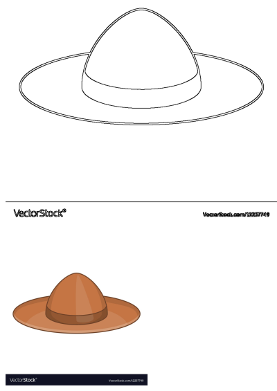 Cartoon style image of a brown pith helmet on a white background. This lightweight hat is perfect for sun protection. 