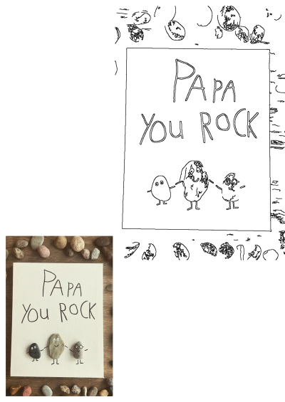 two rocks are holding hands in front of a sign that says papa you rock