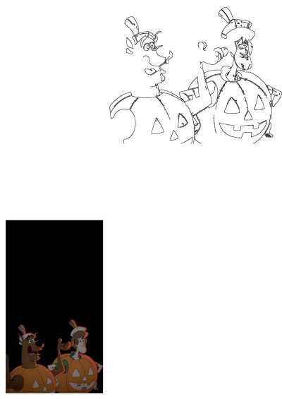 Scooby-Doo and Shaggy dressed in pumpkin costumes, perfect for a Halloween wallpaper. Cartoon characters celebrating a spooky season.