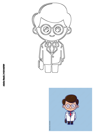 Cartoon illustration of a man in a lab coat and glasses, holding a briefcase. Ideal for illustrating medical concepts and education.