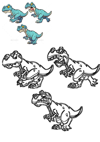 Cartoon dinosaurs with different poses and expressions. These animal characters have a range of personalities and attitudes for children.