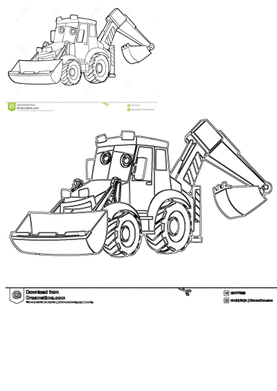 Cartoon bulldozer coloring page for kids. A fun and engaging activity for children to color a cartoon bulldozer image.