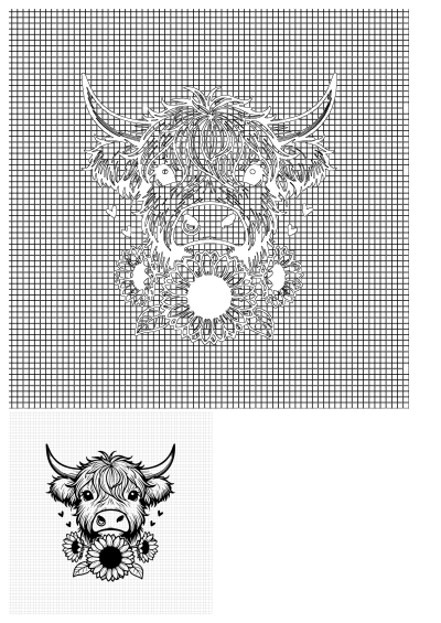 Highland cow SVG with sunflowers. Cow clipart perfect for Cricut, Silhouette & cow shirt design. Digital download for craft projects.