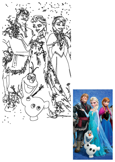 The cast of Disney's Frozen, including princesses Elsa and Anna, Kristoff, and Olaf, strike a pose in this promotional shot. 