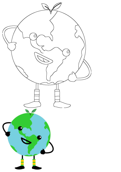 Earth emoji with a happy smile! A cute cartoon Earth Day illustration. Save the planet with a big Earth hug! Emoji style planet.