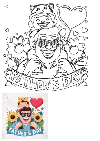 father's day with sunflowers and hearts