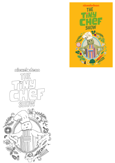 Poster for Nickelodeon's 'The Tiny Chef Show' featuring the Tiny Chef character surrounded by fresh ingredients and a colorful design.