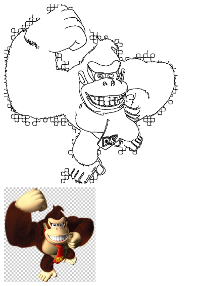 Animated monkey with a red DK tie. This image shows a cartoon monkey wearing a tie, smiling with his fist in the air. The background is transparent.