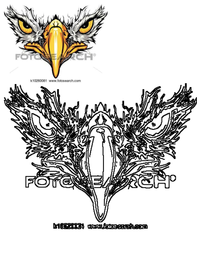 Majestic eagle head illustration featuring striking yellow eyes and large, prominent beaks. Symbol of power and freedom. 