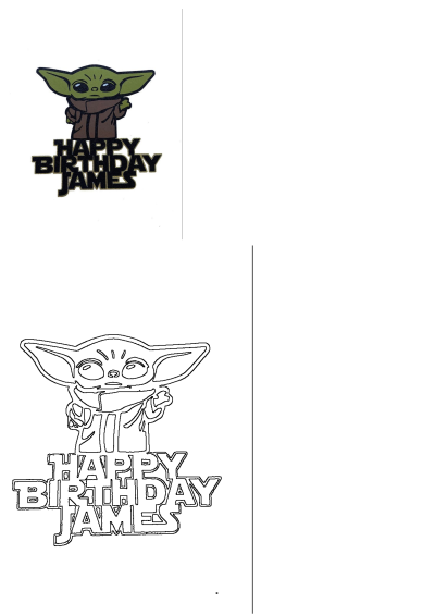 Baby Yoda "Happy Birthday James" card. Adorable Baby Yoda themed birthday card to celebrate the special day for someone named James.