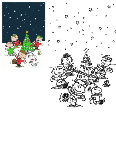 charlie brown and his gang around the christmas tree
