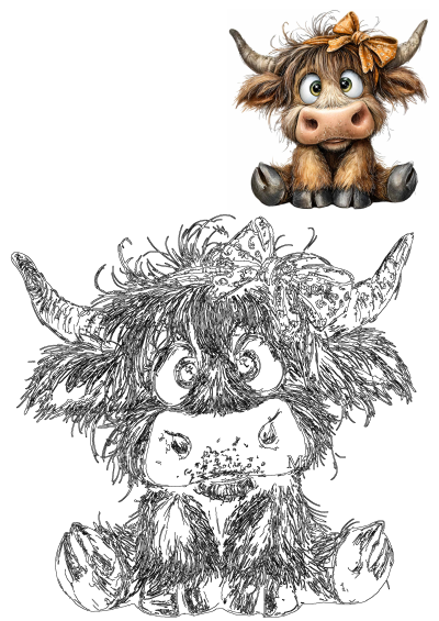 Cute PNG Highland animal cow clipart. Farm illustration for nursery wall art, birthday decor, crafts and printables in 2025.