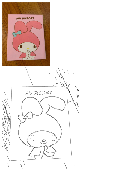 Painting of My Melody, a pink bunny with a blue bow. Features the Sanrio character on a pink background, capturing her cute and gentle charm.