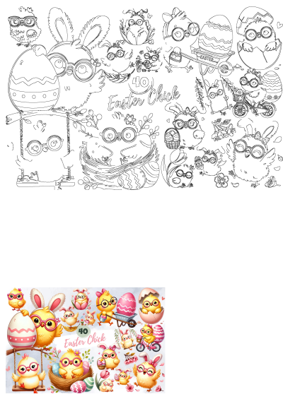 Easter Chick Clipart, Easter PNG Bundle Watercolour featuring baby animals, bunny ears, Easter eggs. Cute watercolor Easter chicks and elements.