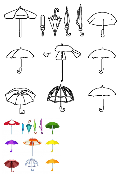 An assortment of different colored umbrellas on a white background for use in the web design.