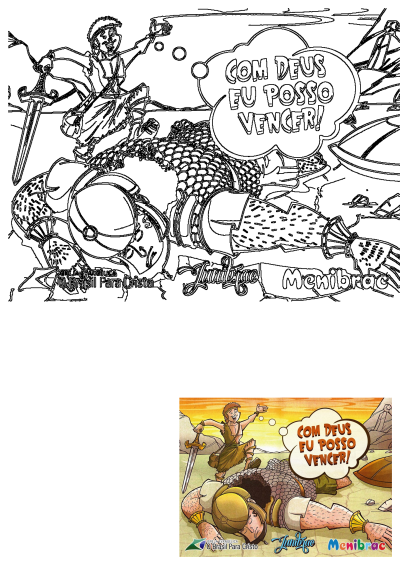 David triumphs over Goliath in this wallpaper from the Menibrac Bible Quiet Book, showcasing the iconic Bible story for kids.