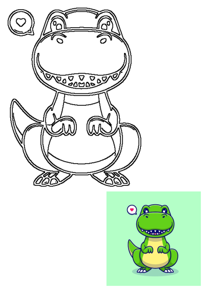 Cartoon alligator with a heart in a thought bubble above it's head, on a green background. Cute illustration for kids or educational content.