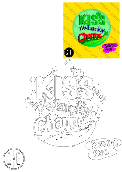 Kiss Me Lucky Charm PNG vector art for Cricut, Silhouette & ScanNCut. Commercial & personal use clipart, great for St. Patrick's Day.