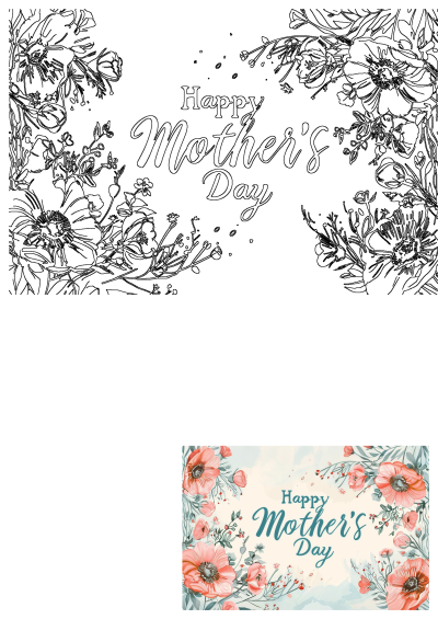 Happy Mother's Day floral watercolor greeting card. Features pink poppies, greenery, and berries in a delicate watercolor style.
