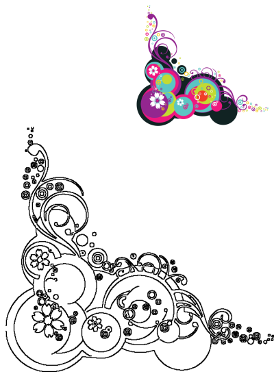Vector flowers for art projects. Colorful vector image featuring flowers, circles, and swirls perfect for graphic design and creative art projects.