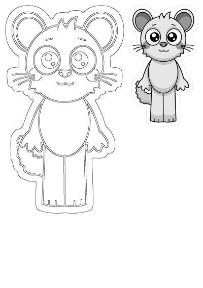 Pin on Products: Image of a cute cartoon grey mouse sticker standing upright with big eyes, small nose and whiskers, ready to stick anywhere!